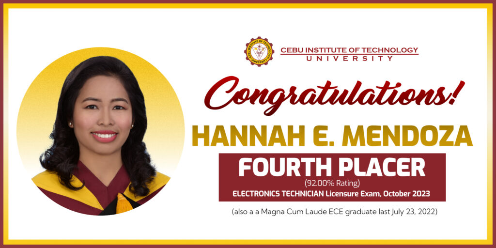 Congratulations to CIT University's TOP 4 at the ECT Licensure Exam.