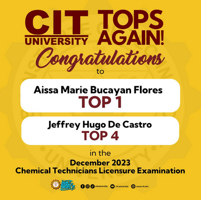 a picture announcing top 1 and top 4 placers of CIT University students