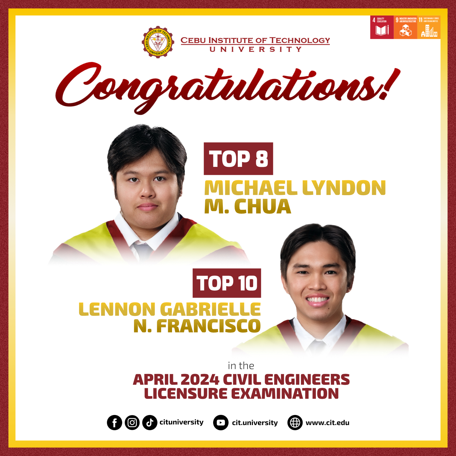 Not Just One, But TWO TOPNOTCHERS in the April 2024 CE Licensure Exam