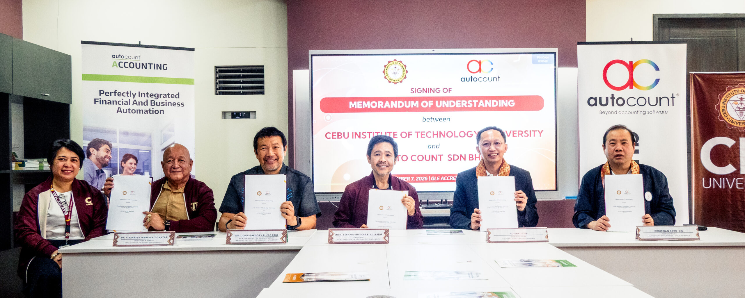 CIT University and AutoCount Philippines representatives during MOU signing